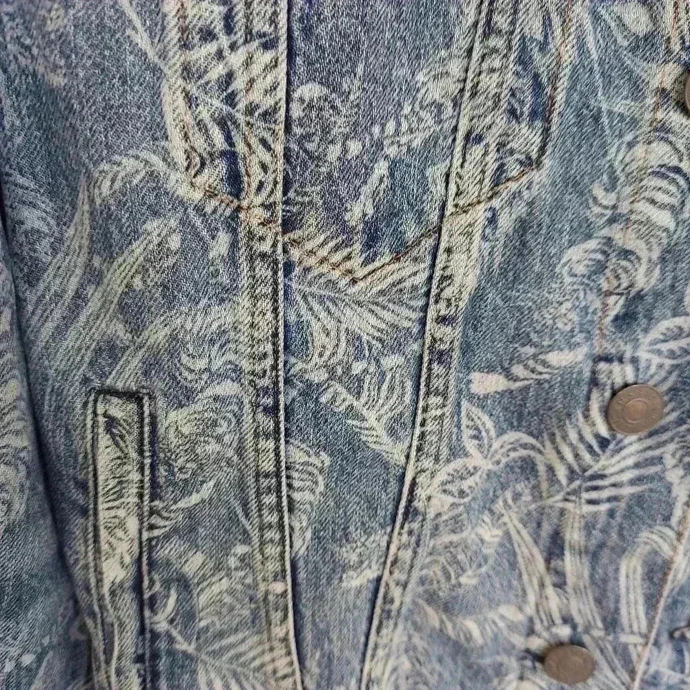 Mens American Eagle Leaf Print Denim Jacket - Picture 4 of 5